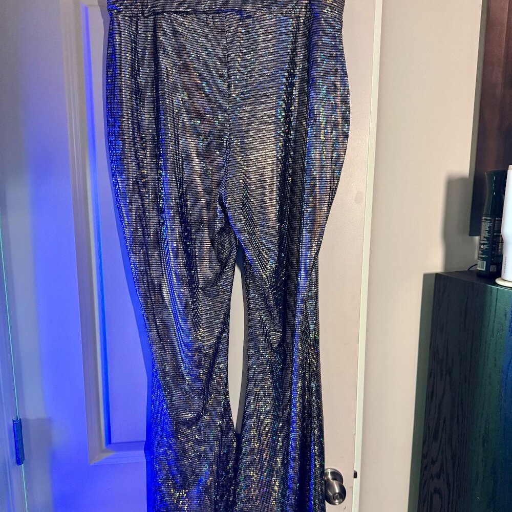 BEAUTIFUL Simply B Plus-Size Holographic Silver Party Pants! Size 16